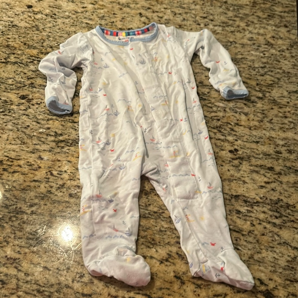 Magnetic Me sailboat pattern footsie pajamas